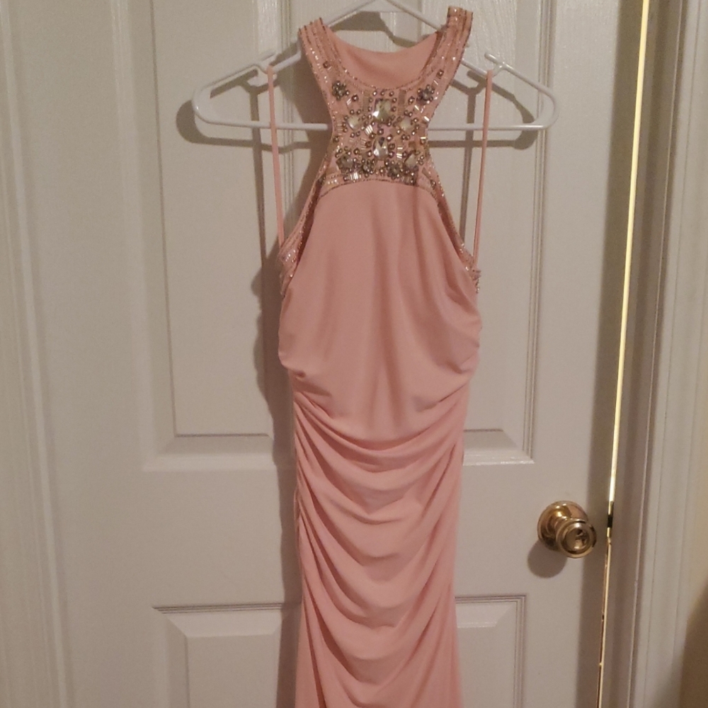 Cache floor length form fitting pink dress